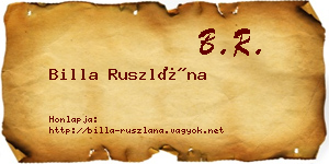 Billa Ruszlána névjegykártya